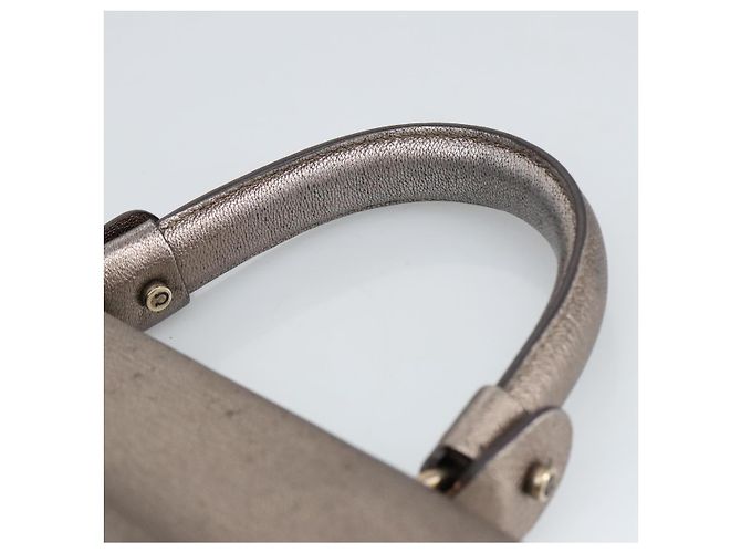 Borsa a mano in pelle Gancini di Salvatore Ferragamo 2way Argento Auth bs20081 - vista 9