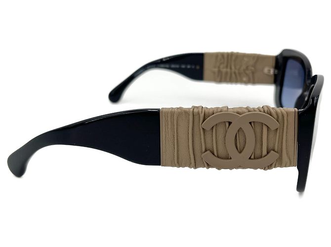 Timeless Chanel Occhiali da sole quadrati in acetato e pelle di vitello bicolore Multicolore - vista 5