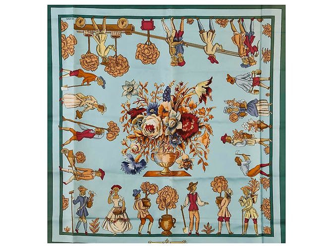 Bufanda de seda Hermès Les Jardiniers du Roy Verde - vista 2