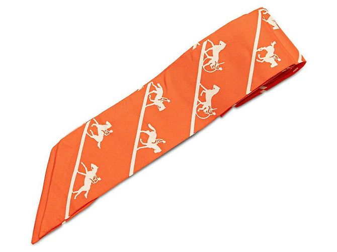 Hermès Sciarpa in seta Twilly con motivo cavallo Hermes Rosso - vista 2