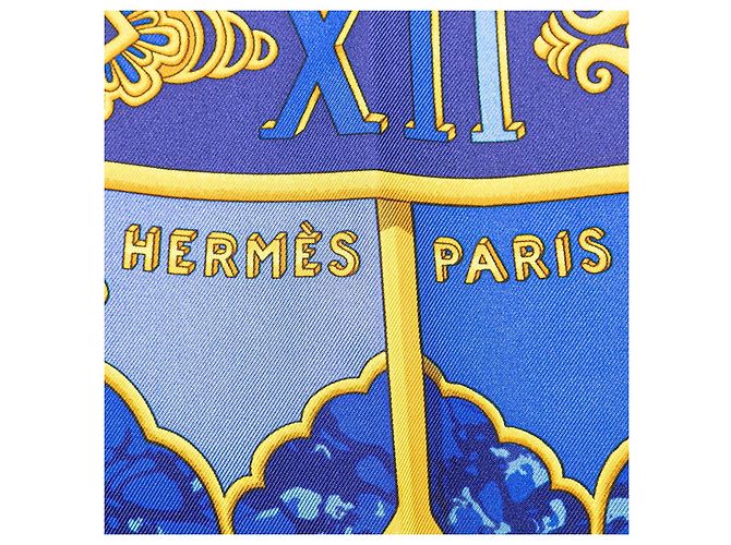 Sciarpa in seta Hermès Carpe Diem Blu Oro - vista 3
