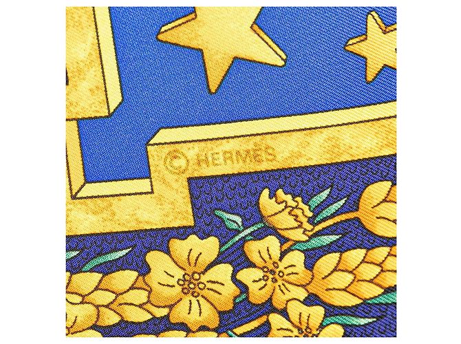 Sciarpa in seta Hermès Carpe Diem Blu Oro - vista 4