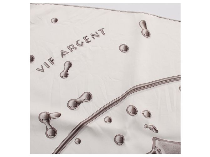 Bufanda de seda Hermès VIF ARGENT Blanco - vista 6