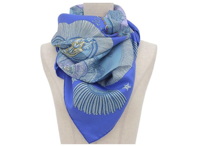 Bufanda de seda Hermès azul 90 cm - vista 2