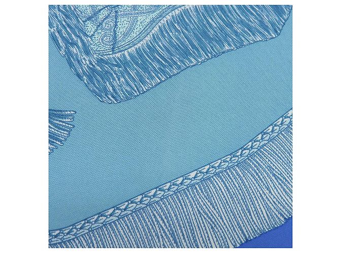 Bufanda de seda Hermès azul 90 cm - vista 4