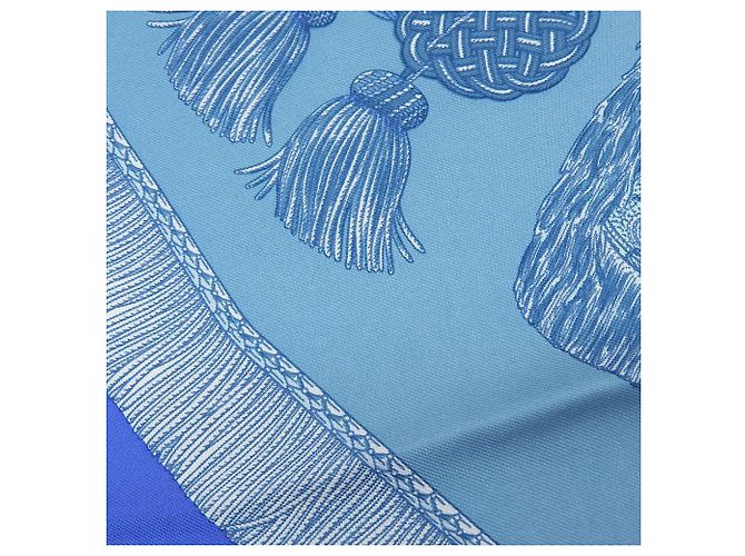 Bufanda de seda Hermès azul 90 cm - vista 5