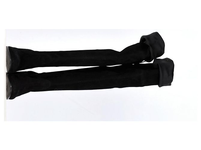 Stuart Weitzman kniehohe Stiefel aus schwarzem Wildleder - Ansicht 10
