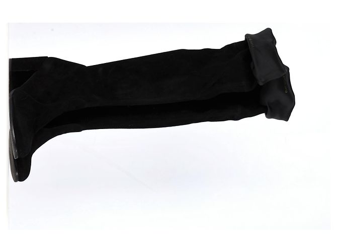 Stuart Weitzman kniehohe Stiefel aus schwarzem Wildleder - Ansicht 11