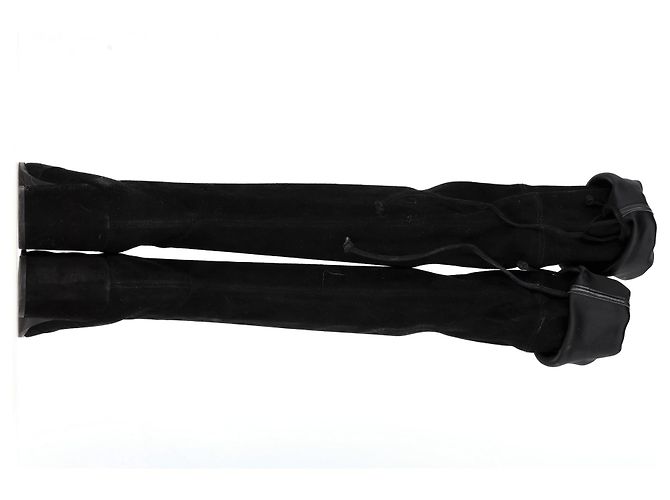 Stuart Weitzman kniehohe Stiefel aus schwarzem Wildleder - Ansicht 14