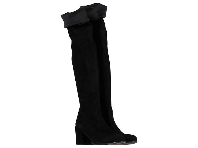 Stuart Weitzman kniehohe Stiefel aus schwarzem Wildleder - Ansicht 3