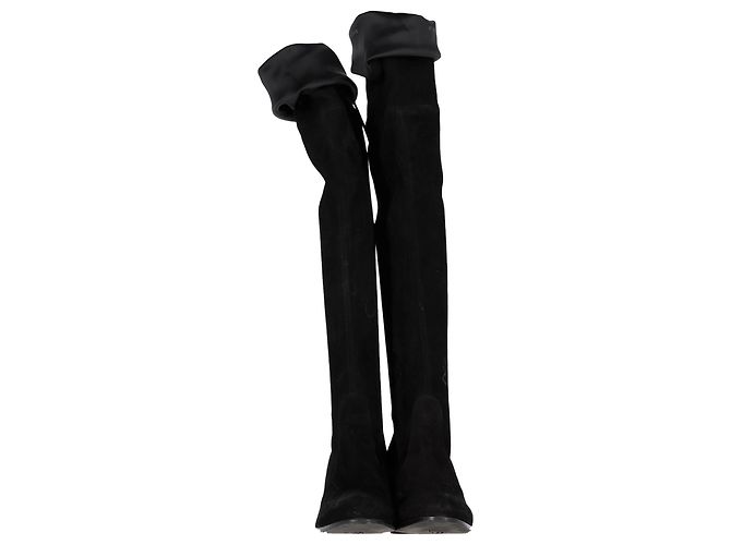 Stuart Weitzman kniehohe Stiefel aus schwarzem Wildleder - Ansicht 4