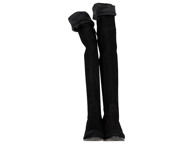 Stuart Weitzman kniehohe Stiefel aus schwarzem Wildleder - Ansicht 5