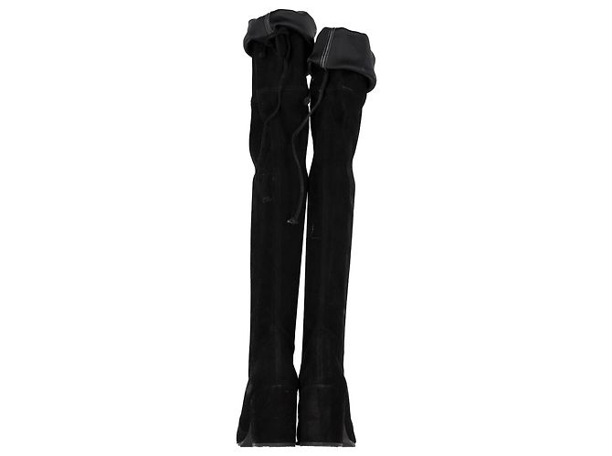 Stuart Weitzman kniehohe Stiefel aus schwarzem Wildleder - Ansicht 6