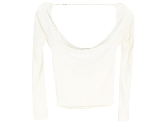 Jacquemus Le T-shirt Lucciu Stretch Woven Top en Lyocell Blanco Crudo - vista 2