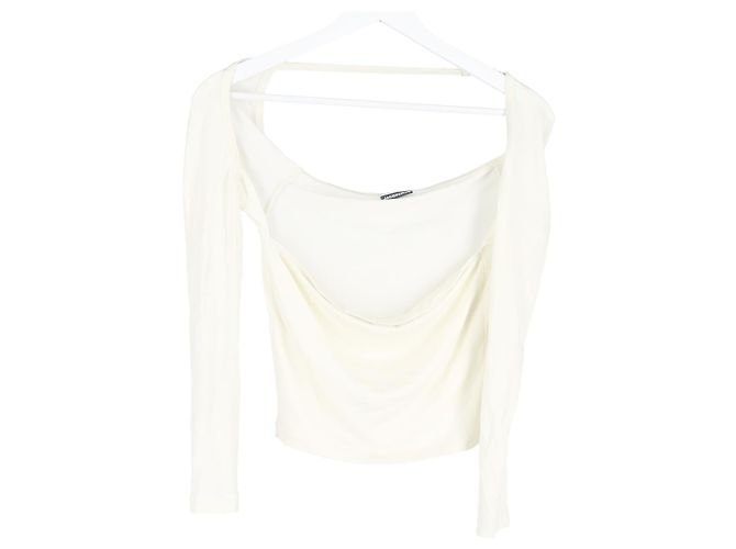 Jacquemus Le T-shirt Lucciu Stretch Woven Top en Lyocell Blanco Crudo - vista 4