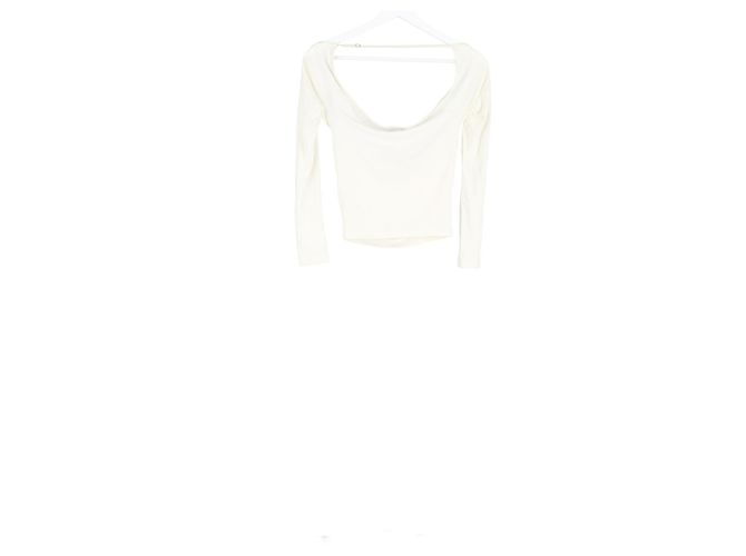 Jacquemus Le T-shirt Lucciu Stretch Woven Top en Lyocell Blanco Crudo - vista 5