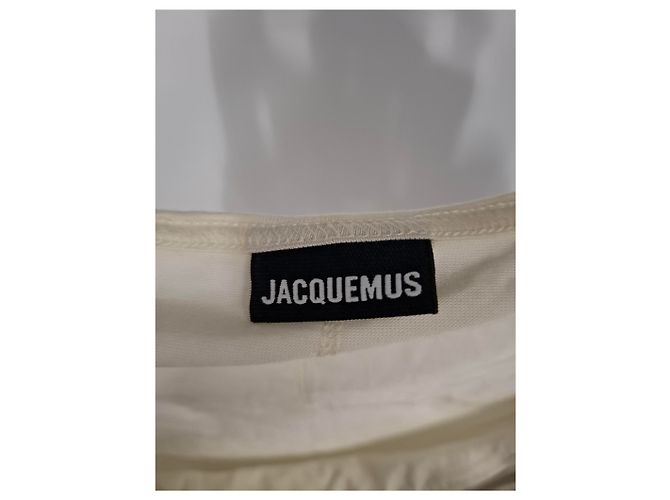 Jacquemus Le T-shirt Lucciu Stretch Woven Top en Lyocell Blanco Crudo - vista 6