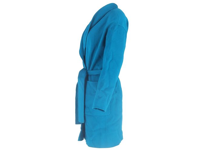 Abrigo largo de lana afeltada azul de Diane von Furstenberg - vista 2