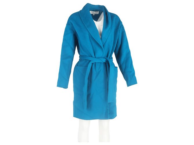 Abrigo largo de lana afeltada azul de Diane von Furstenberg - vista 4