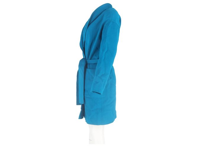 Abrigo largo de lana afeltada azul de Diane von Furstenberg - vista 5