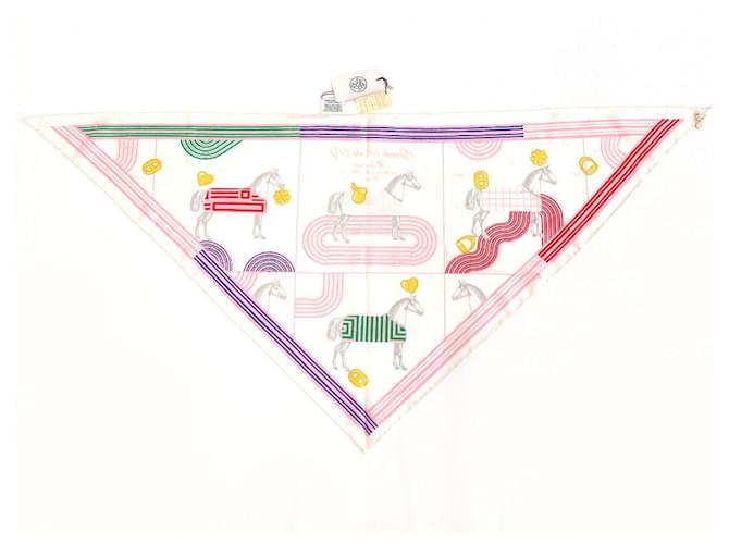 Hermès Sciarpa Triangolare 70 in Seta Hermes Bianco - vista 3