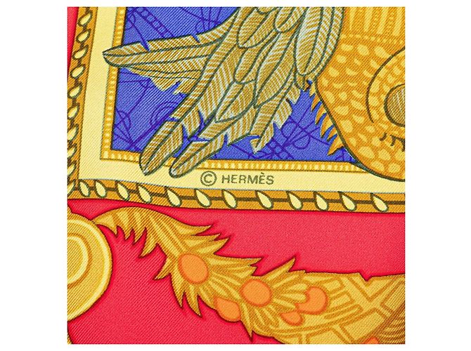 Foulard in seta Hermès Carré 90 Blu Navy Oro - vista 3