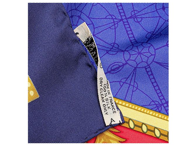 Foulard in seta Hermès Carré 90 Blu Navy Oro - vista 4