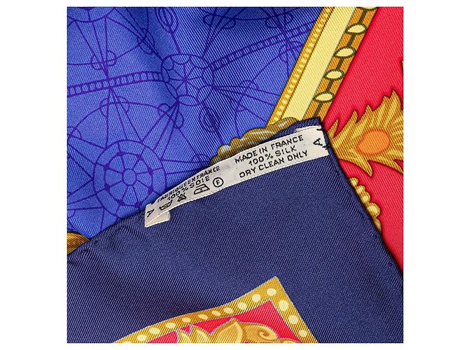 Foulard in seta Hermès Carré 90 Blu Navy Oro - vista 5