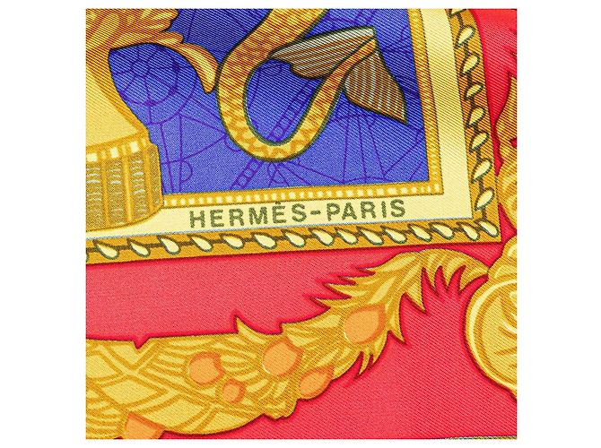Foulard in seta Hermès Carré 90 Blu Navy Oro - vista 6