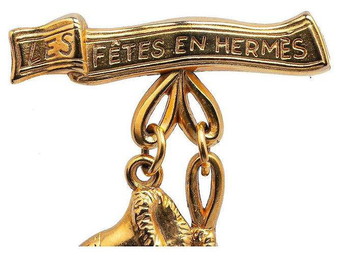 Hermès Hermes Skate-Schuh Motiv Brosche Gold Golden Metallisch - Ansicht 3