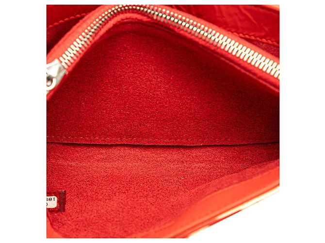 Vanity Chanel Patent Leather Mini Pouch Red White - view 5