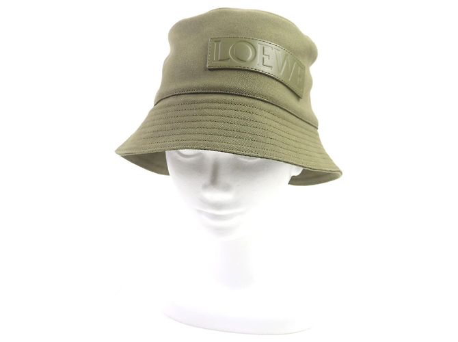 Cappello bucket in cotone Loewe con logo in pelle - vista 2