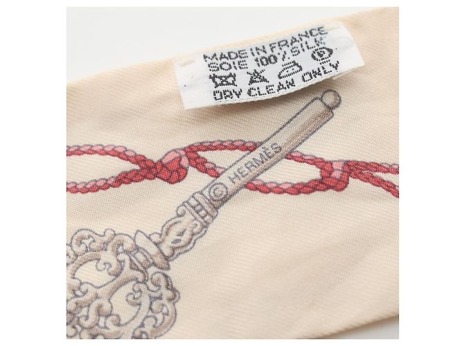 Bufanda Hermès de seda Twilly Las Llaves a Lunares Castaño Beige - vista 2