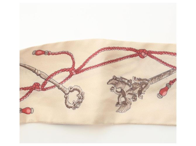 Bufanda Hermès de seda Twilly Las Llaves a Lunares Castaño Beige - vista 4