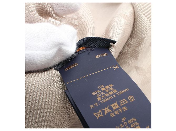 Sciarpa Monogram in lana e seta Louis Vuitton M71336 Marrone Beige - vista 4