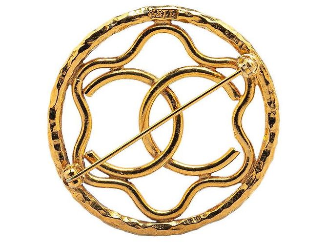 Spilla dorata con motivo circolare del marchio Coco Chanel D'oro Metallico - vista 2