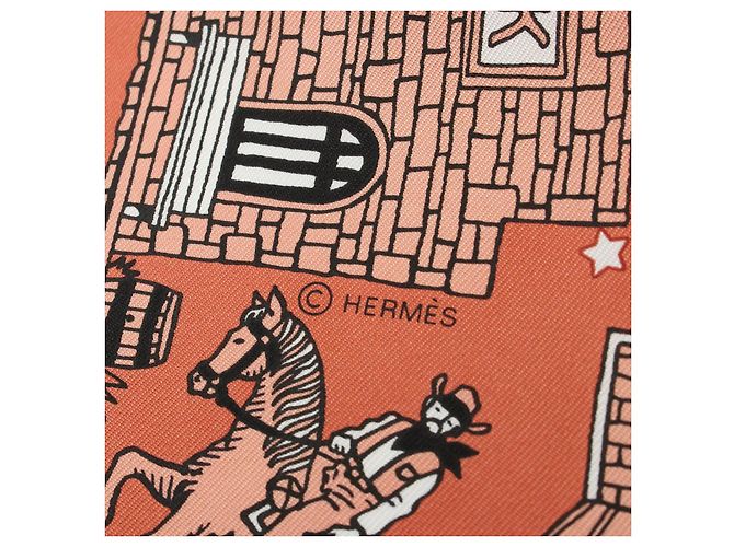 Hermès Bufanda de seda Hermes Carré 55 Paris Station Castaño - vista 2