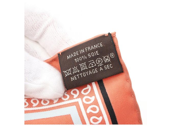 Hermès Bufanda de seda Hermes Carré 55 Paris Station Castaño - vista 3