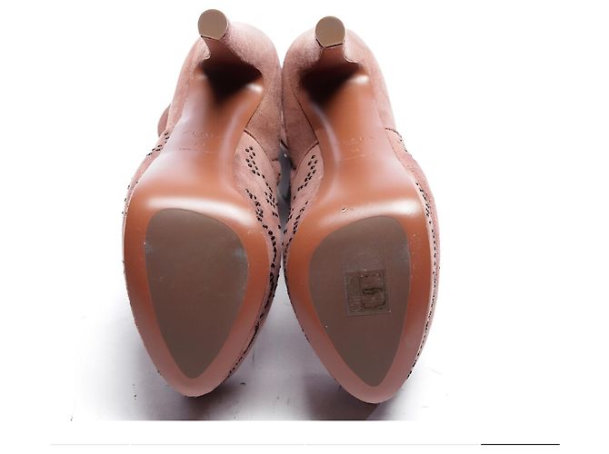 Autre Marque Botines Alaia de piel de ciervo rosa - vista 4