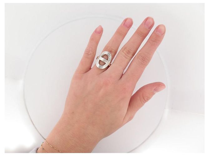 Hermès HERMES ANCHOR CHAIN RING 24 GM 54 SOLID SILVER 9.8G BOX Silvery - view 12