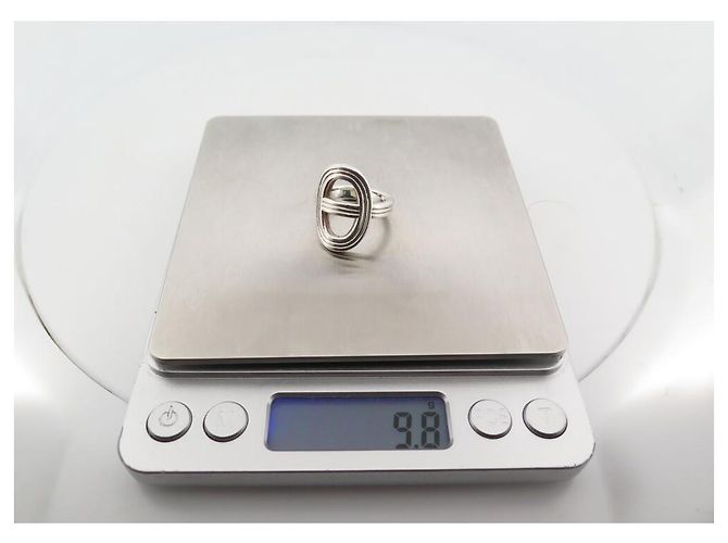 Hermès HERMES ANCHOR CHAIN RING 24 GM 54 SOLID SILVER 9.8G BOX Silvery - view 7