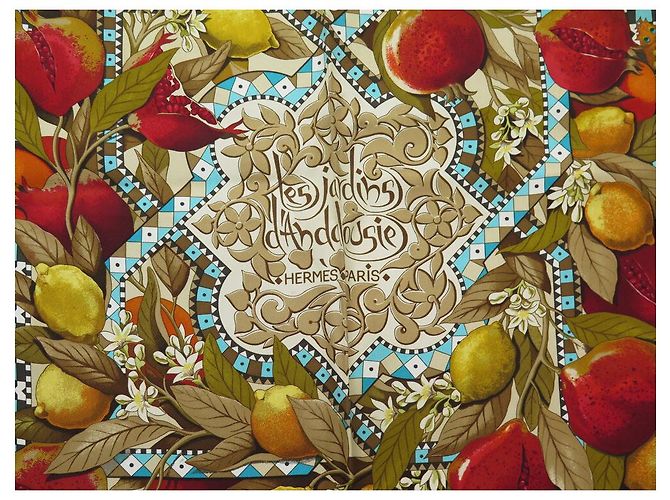 Hermès FULAR HERMES I GIARDINI DI ANDALUSIA ALINE HONORE QUADRATO 90 IN SETA Beige - vista 6