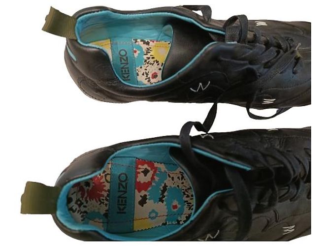 Kenzo sneakers in pelle nera con lacci Nero - vista 3