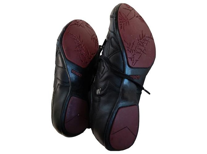 Kenzo sneakers in pelle nera con lacci Nero - vista 5