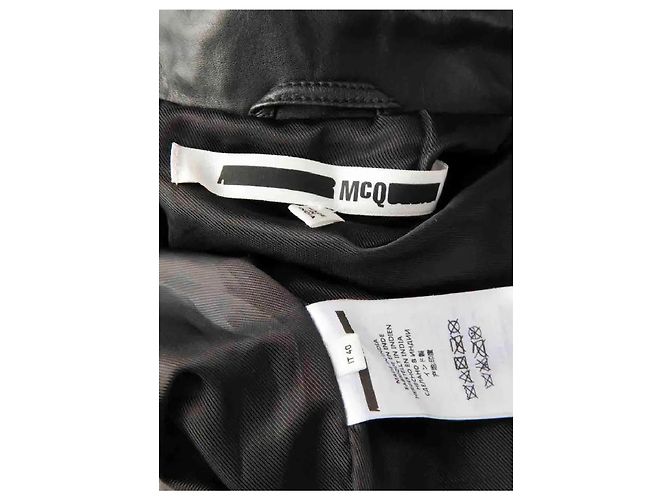 McQ von Alexander McQueen Schwarze Lammleder Bikerweste mit Fransen-Details - Ansicht 4