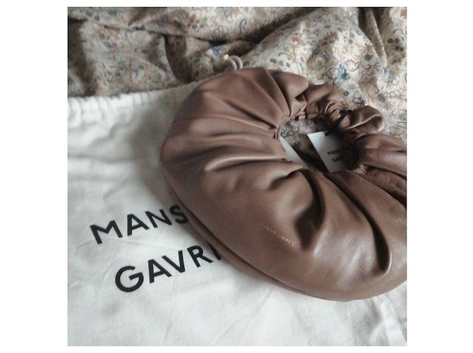 Borsa Mansur Gavriel Scrunchie in pelle nocciola - vista 4