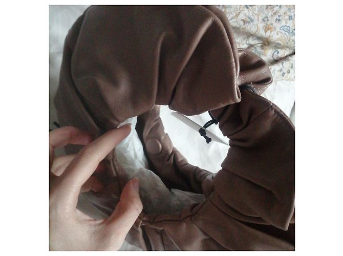 Borsa Mansur Gavriel Scrunchie in pelle nocciola - vista 5