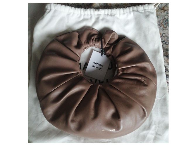 Borsa Mansur Gavriel Scrunchie in pelle nocciola - vista 9