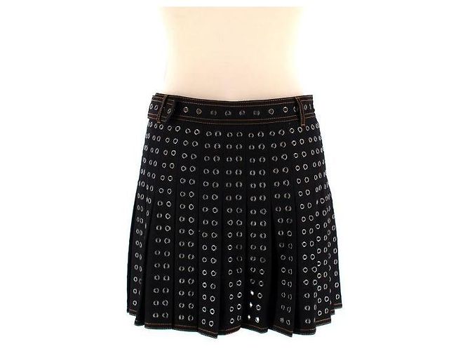 Christian Dior Falda mini plisada negra con ojales Dior Negro - vista 2