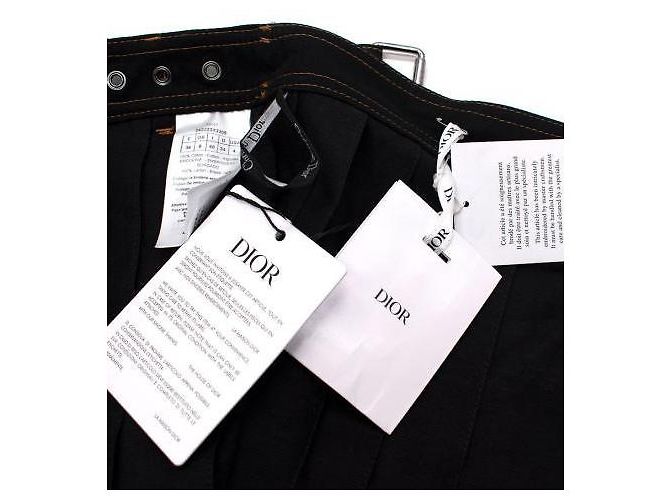 Christian Dior Falda mini plisada negra con ojales Dior Negro - vista 3